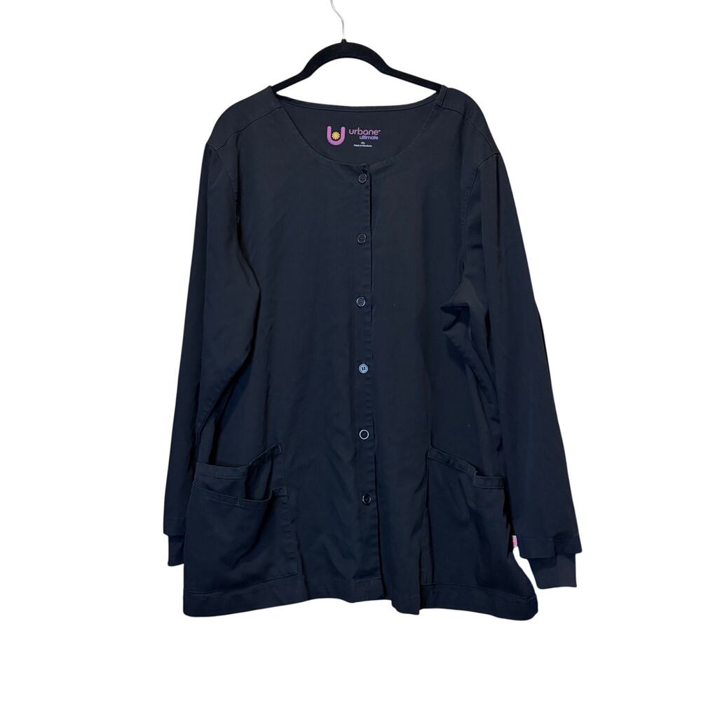 Urbane Ultimate Nursing Scrub Jacket XXL Black Button Front Ultimate Comfort